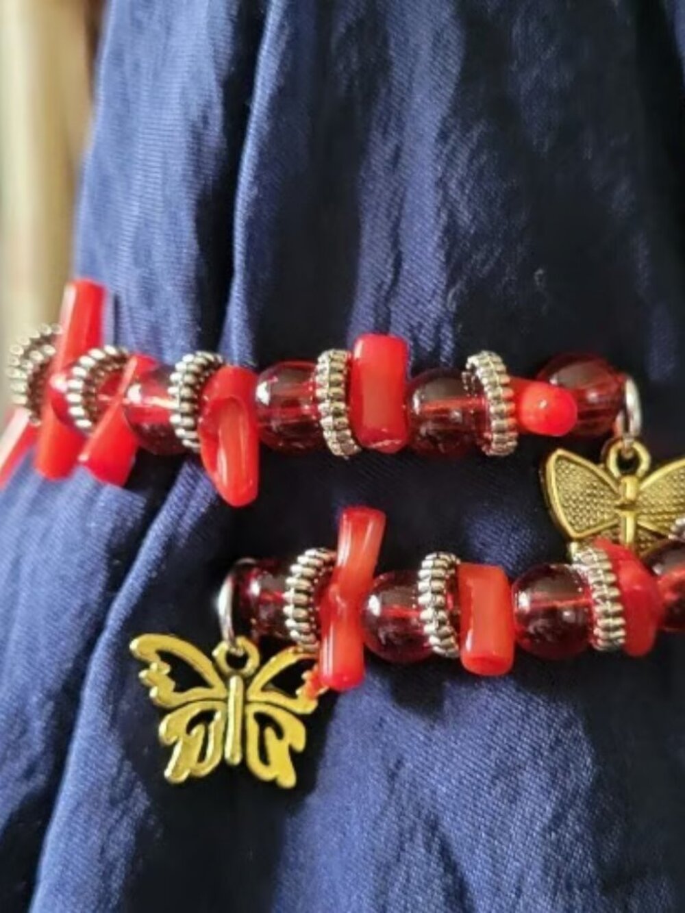 Red & Gold Beaded Wrist Wraps